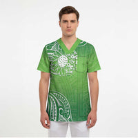 Polynesia Depression Awareness Scrub Top Sunflower Green Ribbons Polynesian Tattoo - Polynesian Pride