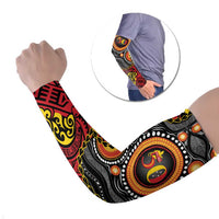 Celebrating 50 Years Papua New Guinea Arm Sleeves Aboriginal Mix Papuan Pattern - Polynesian Pride