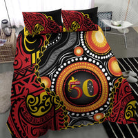 Celebrating 50 Years Papua New Guinea Bedding Set Aboriginal Mix Papuan Pattern - Polynesian Pride