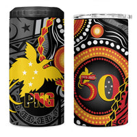 Celebrating 50 Years Papua New Guinea 4 in 1 Can Cooler Tumbler Aboriginal Mix Papuan Pattern - Polynesian Pride