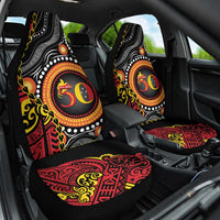 Celebrating 50 Years Papua New Guinea Car Seat Cover Aboriginal Mix Papuan Pattern LT14 One Size Red - Polynesian Pride