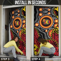 Celebrating 50 Years Papua New Guinea Door Cover Aboriginal Mix Papuan Pattern - Polynesian Pride