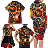 Celebrating 50 Years Papua New Guinea Family Matching Long Sleeve Bodycon Dress and Hawaiian Shirt Aboriginal Mix Papuan Pattern - Polynesian Pride