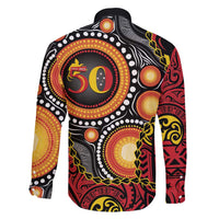 Celebrating 50 Years Papua New Guinea Family Matching Long Sleeve Bodycon Dress and Hawaiian Shirt Aboriginal Mix Papuan Pattern - Polynesian Pride