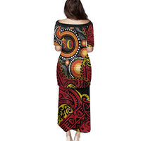 Celebrating 50 Years Papua New Guinea Family Matching Puletasi and Hawaiian Shirt Aboriginal Mix Papuan Pattern - Polynesian Pride