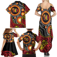 Celebrating 50 Years Papua New Guinea Family Matching Summer Maxi Dress and Hawaiian Shirt Aboriginal Mix Papuan Pattern - Polynesian Pride