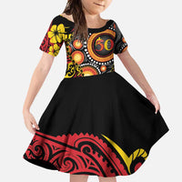 Celebrating 50 Years Papua New Guinea Family Matching Tank Maxi Dress and Hawaiian Shirt Aboriginal Mix Papuan Pattern - Polynesian Pride