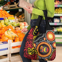 Celebrating 50 Years Papua New Guinea Grocery Bag Aboriginal Mix Papuan Pattern - Polynesian Pride