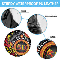 Celebrating 50 Years Papua New Guinea Spare Tire Cover Aboriginal Mix Papuan Pattern - Polynesian Pride