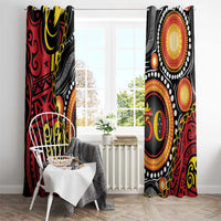 Celebrating 50 Years Papua New Guinea Window Curtain Aboriginal Mix Papuan Pattern - Polynesian Pride