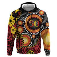 Celebrating 50 Years Papua New Guinea Zip Hoodie Aboriginal Mix Papuan Pattern - Polynesian Pride