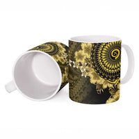 Vanuatu Ceramic Mug Hibisus Polynesian Pattern Gold - Polynesian Pride
