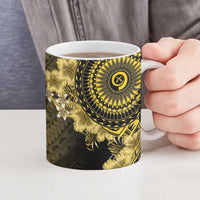 Vanuatu Ceramic Mug Hibisus Polynesian Pattern Gold - Polynesian Pride