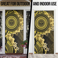 Vanuatu Door Cover Hibisus Polynesian Pattern Gold - Polynesian Pride