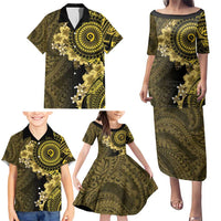 Vanuatu Family Matching Puletasi and Hawaiian Shirt Hibisus Polynesian Pattern Gold - Polynesian Pride