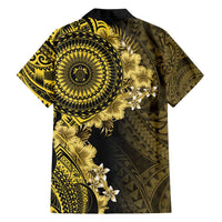 Vanuatu Family Matching Tank Maxi Dress and Hawaiian Shirt Hibisus Polynesian Pattern Gold - Polynesian Pride