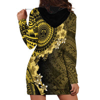 Vanuatu Hoodie Dress Hibisus Polynesian Pattern Gold - Polynesian Pride