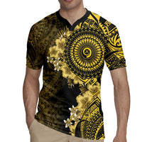 Vanuatu Rugby Jersey Hibisus Polynesian Pattern Gold - Polynesian Pride