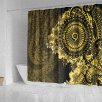Vanuatu Shower Curtain Hibisus Polynesian Pattern Gold - Polynesian Pride