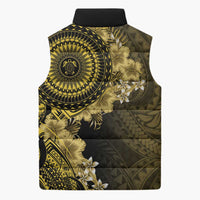 Vanuatu Sleeveless Puffer Jacket Hibisus Polynesian Pattern Gold - Polynesian Pride