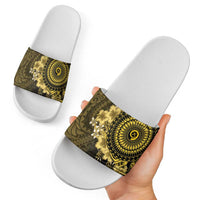 Vanuatu Slide Sandals Hibisus Polynesian Pattern Gold - Polynesian Pride