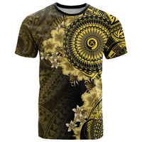 Vanuatu T Shirt Hibisus Polynesian Pattern Gold - Polynesian Pride