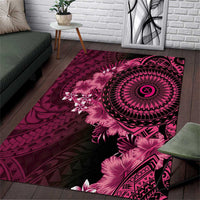 Vanuatu Area Rug Hibisus Polynesian Pattern Pink - Polynesian Pride