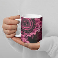 Vanuatu Ceramic Mug Hibisus Polynesian Pattern Pink - Polynesian Pride