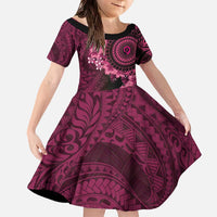 Vanuatu Family Matching Off The Shoulder Long Sleeve Dress and Hawaiian Shirt Hibisus Polynesian Pattern Pink - Polynesian Pride