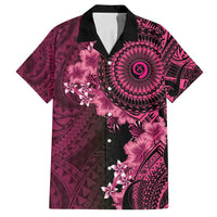 Vanuatu Family Matching Off Shoulder Maxi Dress and Hawaiian Shirt Hibisus Polynesian Pattern Pink - Polynesian Pride