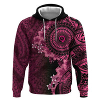 Vanuatu Hoodie Hibisus Polynesian Pattern Pink - Polynesian Pride