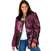 Vanuatu Padded Jacket Hibisus Polynesian Pattern Pink - Polynesian Pride
