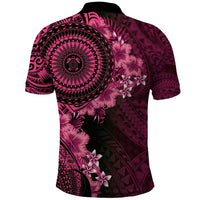 Vanuatu Polo Shirt Hibisus Polynesian Pattern Pink - Polynesian Pride