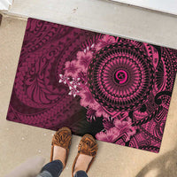 Vanuatu Rubber Doormat Hibisus Polynesian Pattern Pink - Polynesian Pride