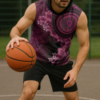 Vanuatu Sleeveless Hoodie Hibisus Polynesian Pattern Pink - Polynesian Pride