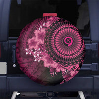 Vanuatu Spare Tire Cover Hibisus Polynesian Pattern Pink - Polynesian Pride
