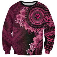 Vanuatu Sweatshirt Hibisus Polynesian Pattern Pink - Polynesian Pride
