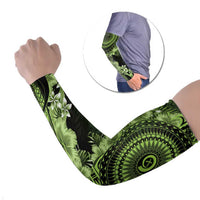 Vanuatu Arm Sleeves Hibisus Polynesian Pattern Green - Polynesian Pride