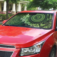 Vanuatu Auto Sun Shade Hibisus Polynesian Pattern Green - Polynesian Pride