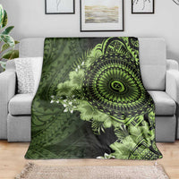 Vanuatu Blanket Hibisus Polynesian Pattern Green - Polynesian Pride