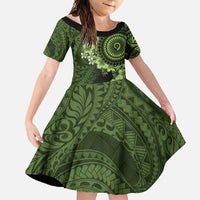 Vanuatu Family Matching Long Sleeve Bodycon Dress and Hawaiian Shirt Hibisus Polynesian Pattern Green - Polynesian Pride