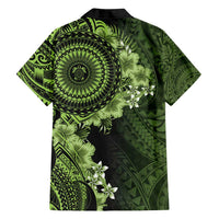 Vanuatu Family Matching Off Shoulder Maxi Dress and Hawaiian Shirt Hibisus Polynesian Pattern Green - Polynesian Pride