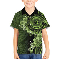 Vanuatu Family Matching Tank Maxi Dress and Hawaiian Shirt Hibisus Polynesian Pattern Green - Polynesian Pride