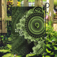 Vanuatu Garden Flag Hibisus Polynesian Pattern Green - Polynesian Pride
