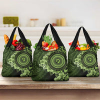 Vanuatu Grocery Bag Hibisus Polynesian Pattern Green - Polynesian Pride
