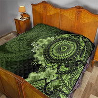 Vanuatu Quilt Hibisus Polynesian Pattern Green - Polynesian Pride