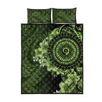 Vanuatu Quilt Bed Set Hibisus Polynesian Pattern Green - Polynesian Pride