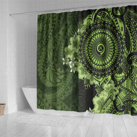 Vanuatu Shower Curtain Hibisus Polynesian Pattern Green - Polynesian Pride