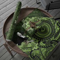 Vanuatu Wrapping Paper Hibisus Polynesian Pattern Green - Polynesian Pride