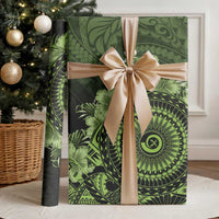 Vanuatu Wrapping Paper Hibisus Polynesian Pattern Green - Polynesian Pride